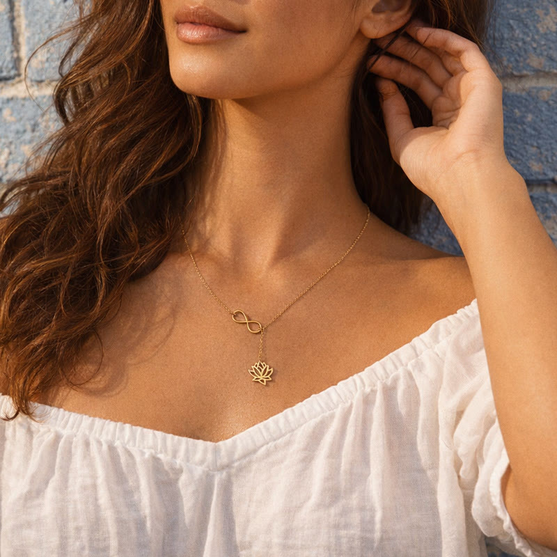 FuAttract Serenity & Love Calm Energy Lotus & Infinity Titanium Steel Necklace - image 5