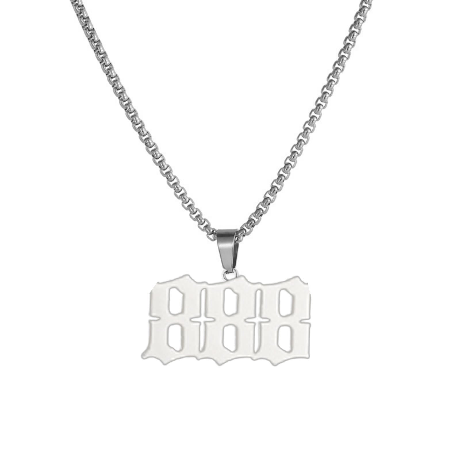 FuAttract Bold Destiny & Guidance Strength Clarity Angel Numbers Titanium Steel Necklace - 888 - image 14