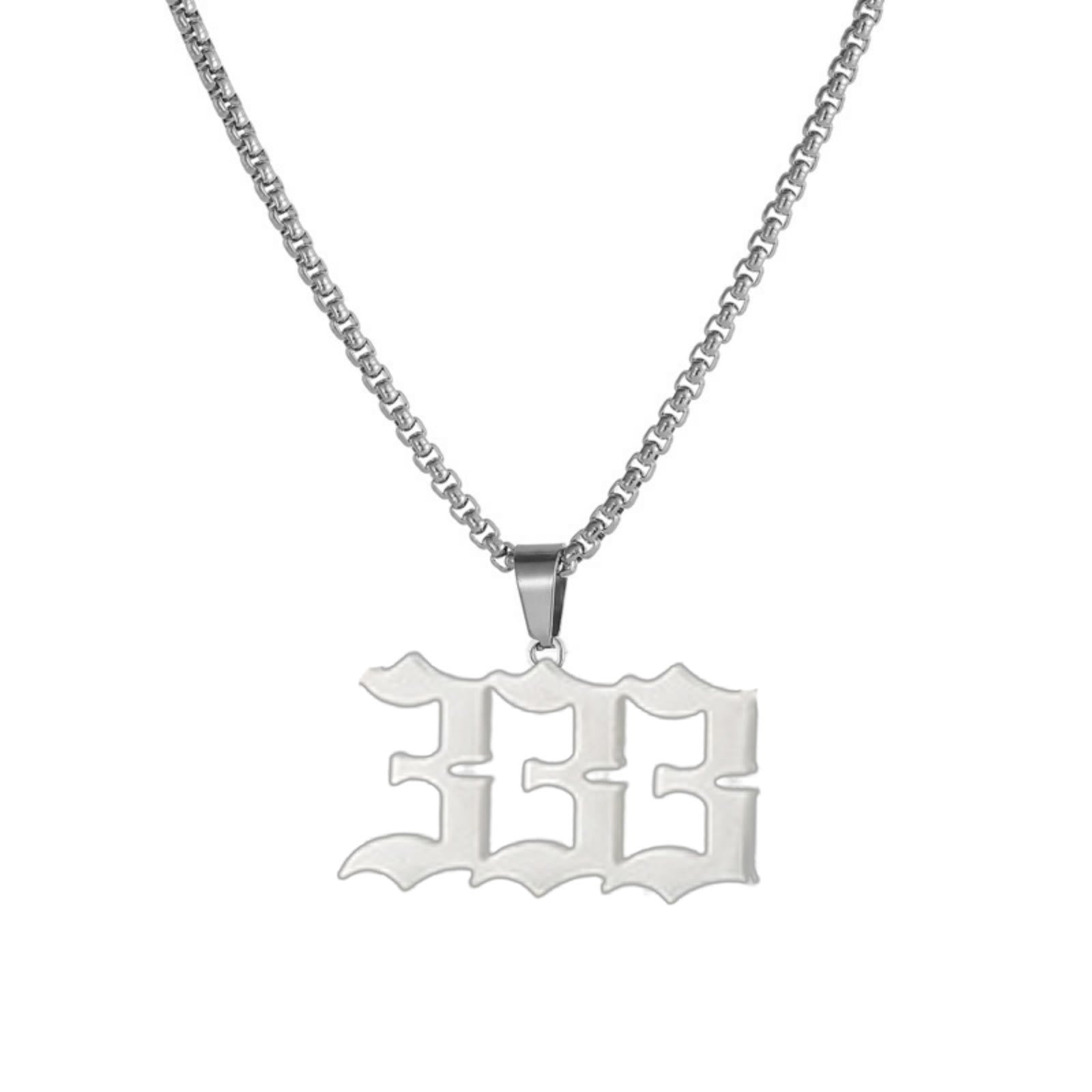 FuAttract Bold Destiny & Guidance Strength Clarity Angel Numbers Titanium Steel Necklace - 333 - image 9