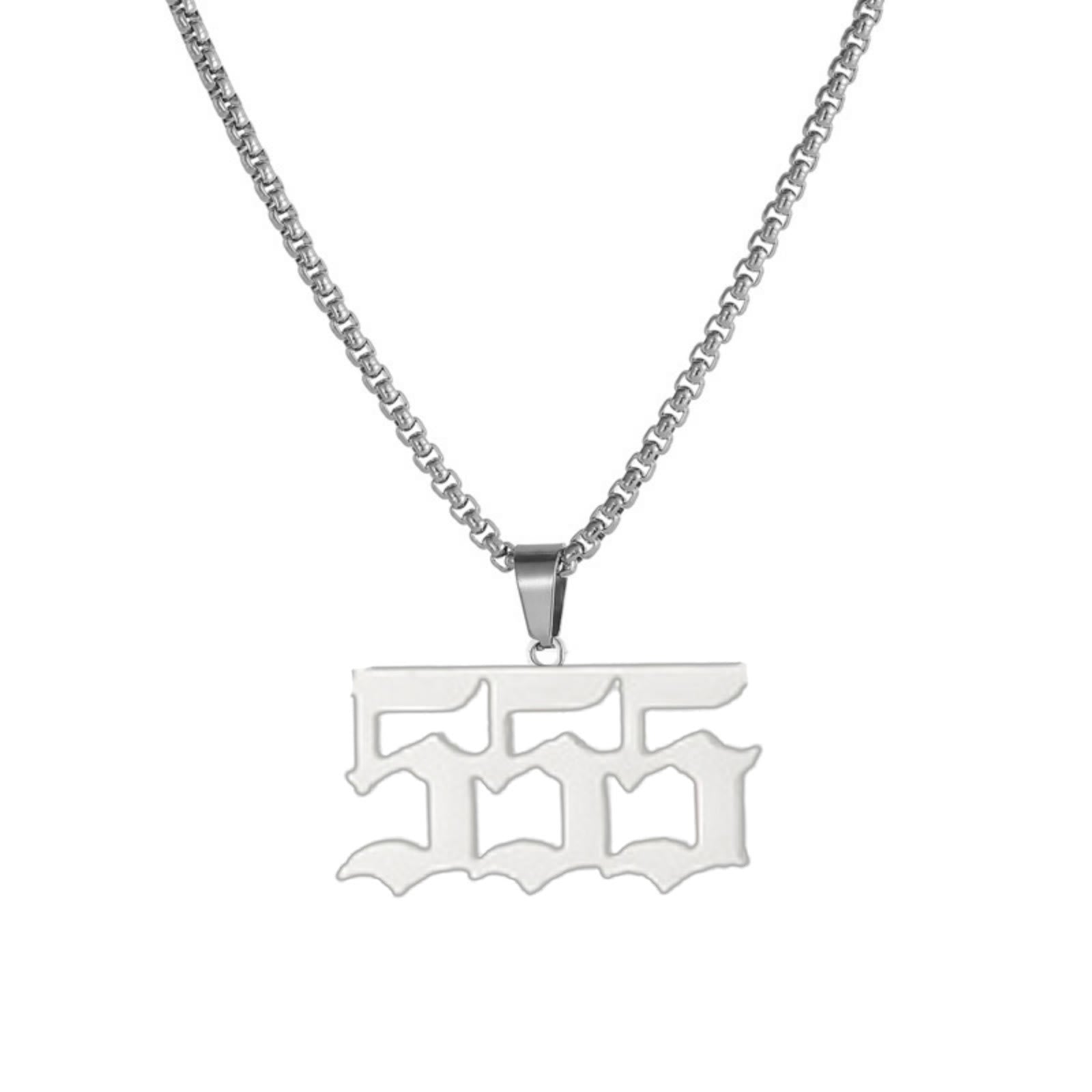 FuAttract Bold Destiny & Guidance Strength Clarity Angel Numbers Titanium Steel Necklace - 555 - image 11