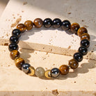 FuAttract Courage Protection Focus & Calm Crescent Moon Tiger's Eye Black Obsidian Bracelet - 8mm - image 0