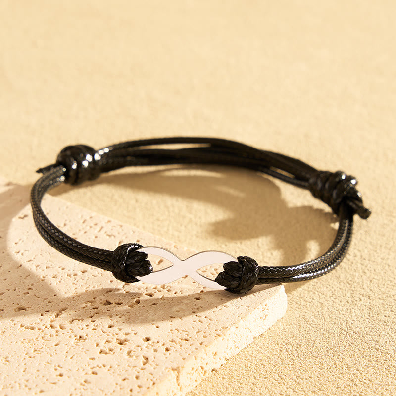 FuAttract Infinity Braided Cord Stainless Steel Charm Bracelet – Love Protection Balance - Black - image 7