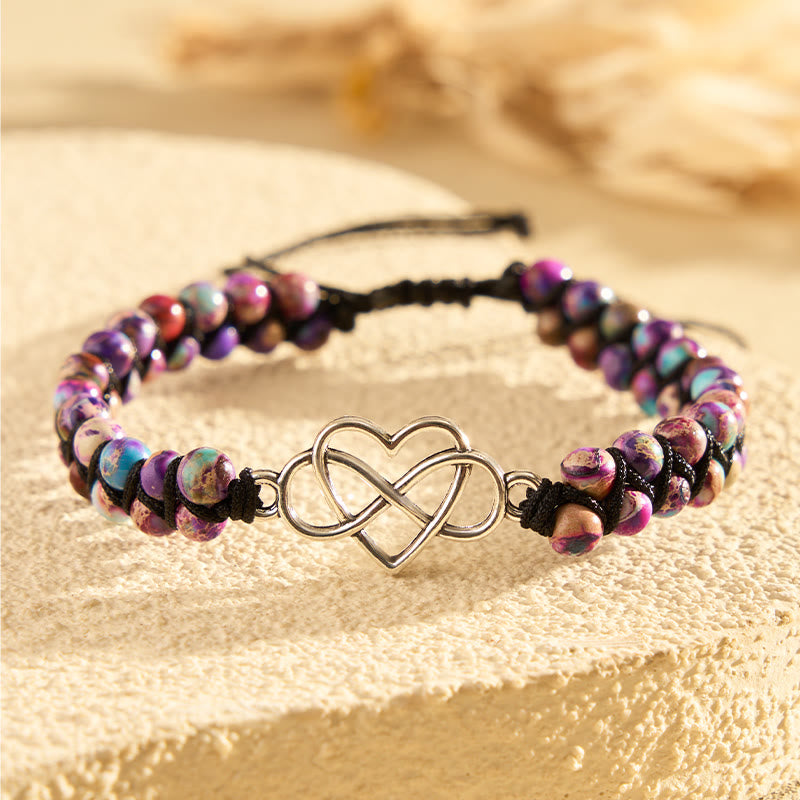 FuAttract Love Balance Strength Heart Infinity Purple Imperial Jasper Bracelet - Purple Imperial Jasper - image 0