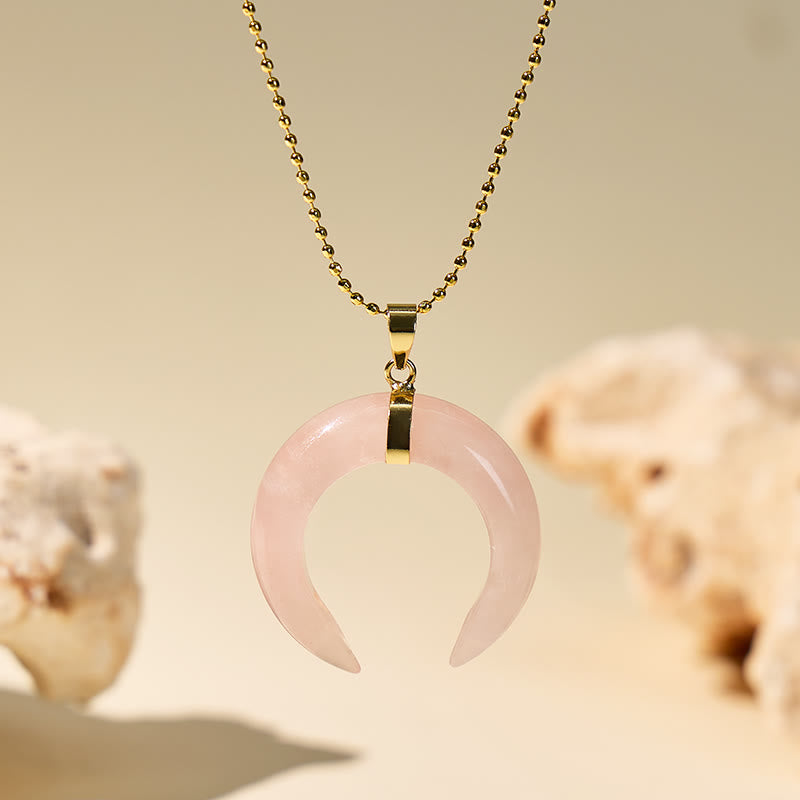 FuAttract Calm Love Intuition & Spiritual Balance Crescent Moon Multi-Stone Necklace - Rose Quartz - image 12