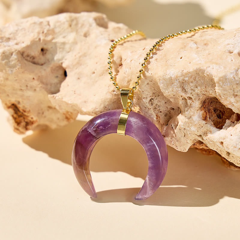 FuAttract Calm Love Intuition & Spiritual Balance Crescent Moon Multi-Stone Necklace - Amethyst - image 0