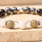 FuAttract Focus Protection Intuition Crescent Moon Cat's Eye Black Obsidian Moonstone Bracelet - image 4