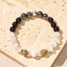 FuAttract Focus Protection Intuition Crescent Moon Cat's Eye Black Obsidian Moonstone Bracelet - image 1