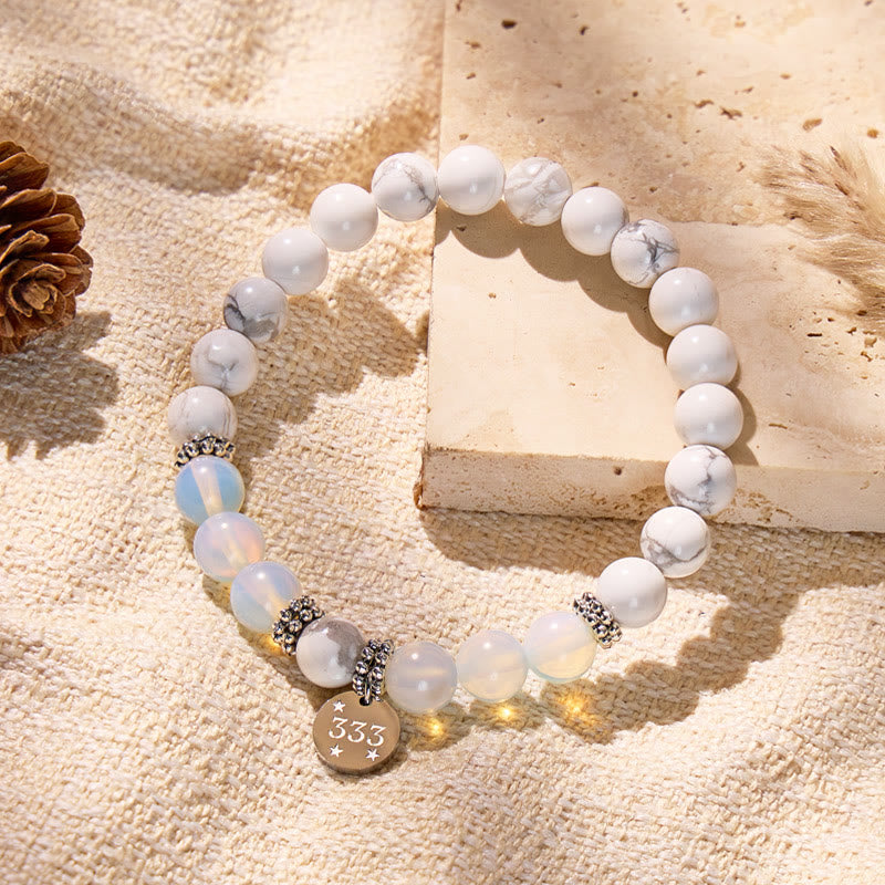 FuAttract Angel Numbers White Turquoise Opalite Bracelet – Calm & Gentle Energy - 333 - image 0