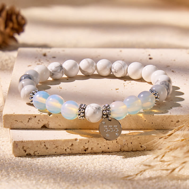 FuAttract Angel Numbers White Turquoise Opalite Bracelet – Calm & Gentle Energy - image 3