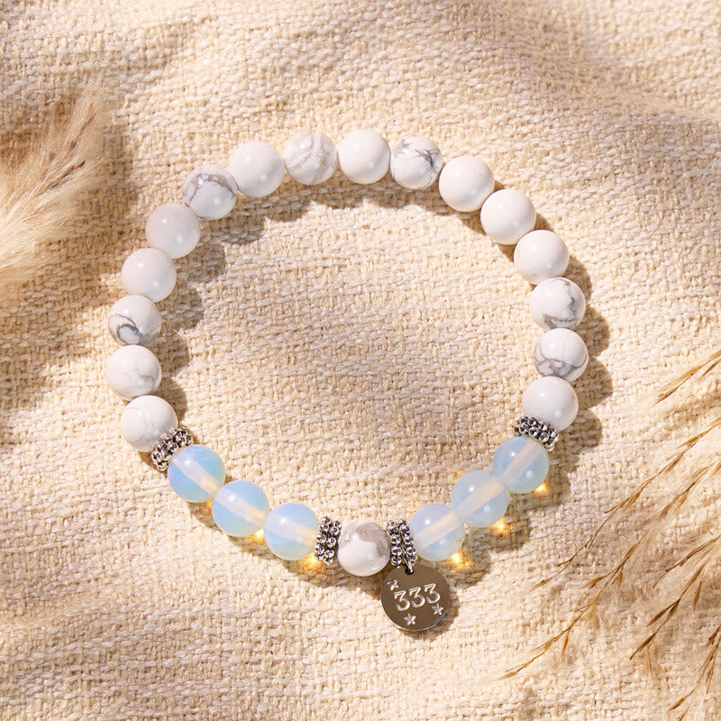 FuAttract Angel Numbers White Turquoise Opalite Bracelet – Calm & Gentle Energy - image 1