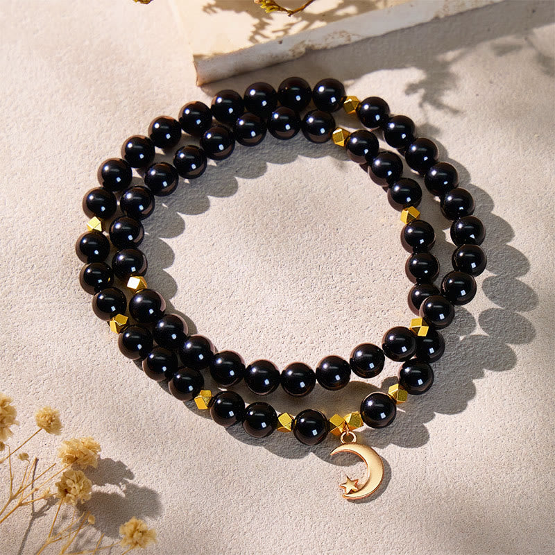FuAttract Balance Positivity Protection Crescent Moon Black Tourmaline Bracelet - image 2