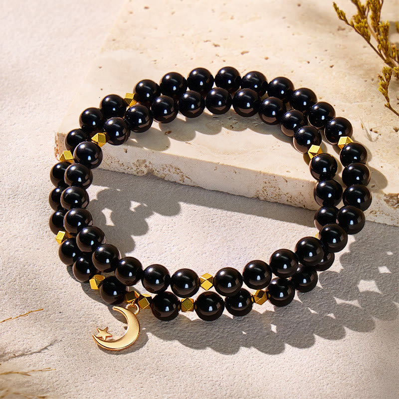 FuAttract Balance Positivity Protection Crescent Moon Black Tourmaline Bracelet - image 1