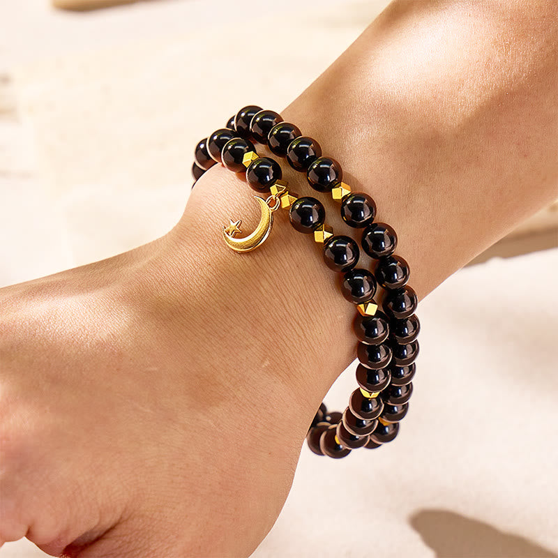 FuAttract Balance Positivity Protection Crescent Moon Black Tourmaline Bracelet - image 3