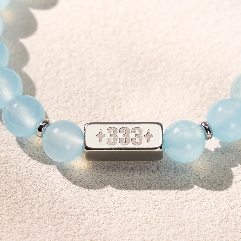 FuAttract Calm Clarity & Emotional Balance Angel Numbers Aquamarine Bracelet  - image 4