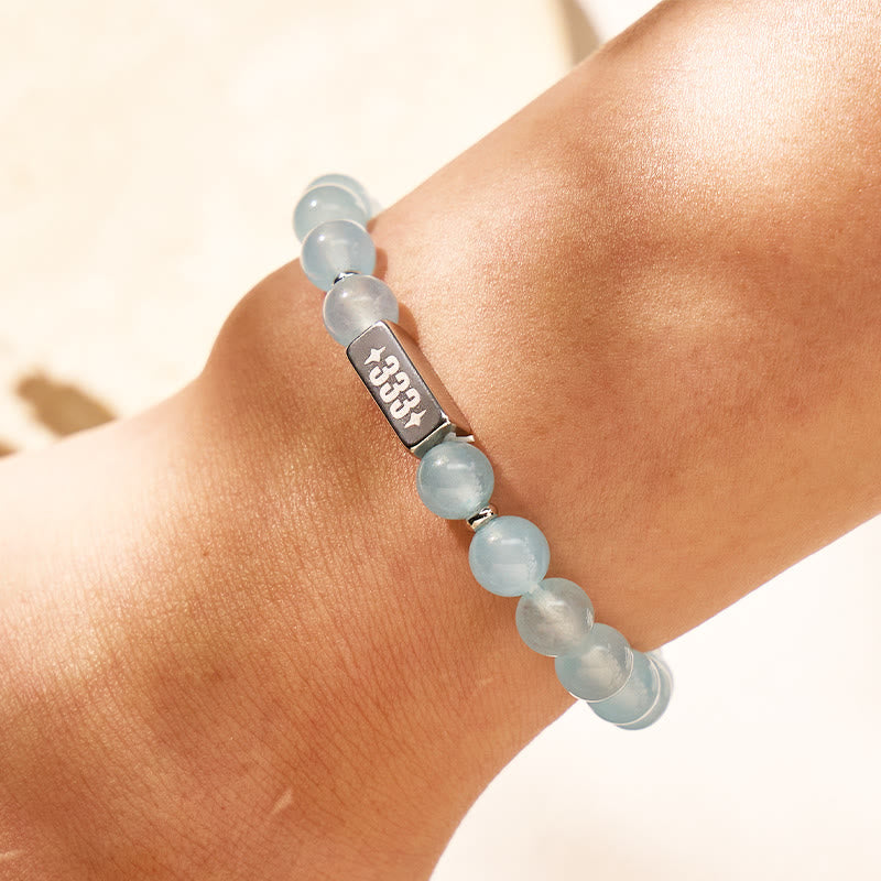 FuAttract Calm Clarity & Emotional Balance Angel Numbers Aquamarine Bracelet  - image 3