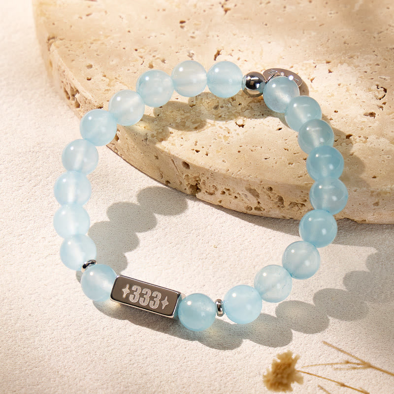 FuAttract Calm Clarity & Emotional Balance Angel Numbers Aquamarine Bracelet  - image 2
