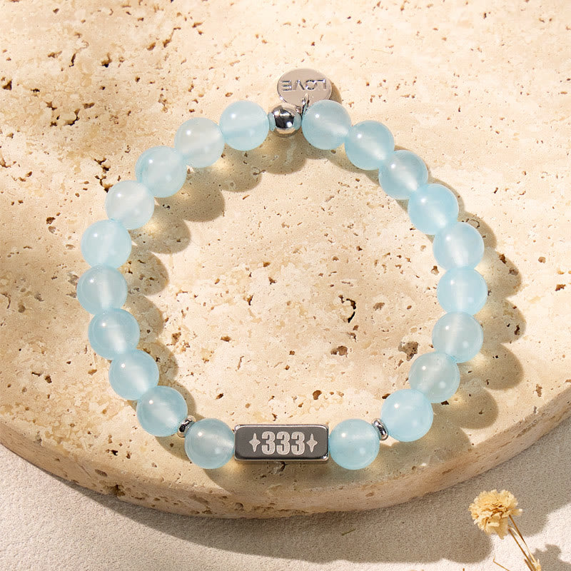 FuAttract Calm Clarity & Emotional Balance Angel Numbers Aquamarine Bracelet  - image 1