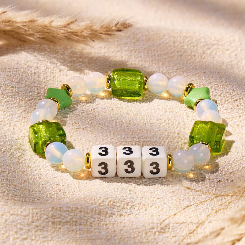 FuAttract Angel Numbers Opalite Bracelet – Calm Clarity Balance & Gentle Energy Flow - 333 - image 0