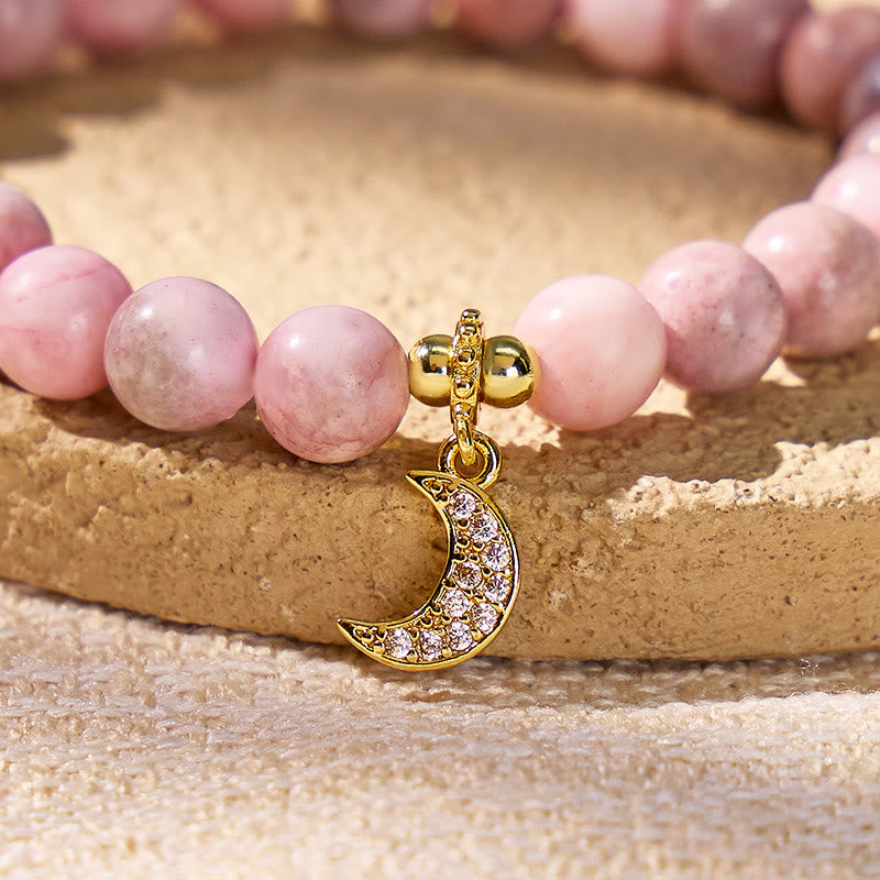 FuAttract Crescent Moon Pink Zebra Jasper Bracelet – Emotional Healing & Calm Balance - image 4