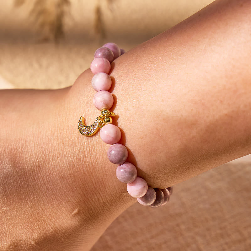 FuAttract Crescent Moon Pink Zebra Jasper Bracelet – Emotional Healing & Calm Balance - image 3