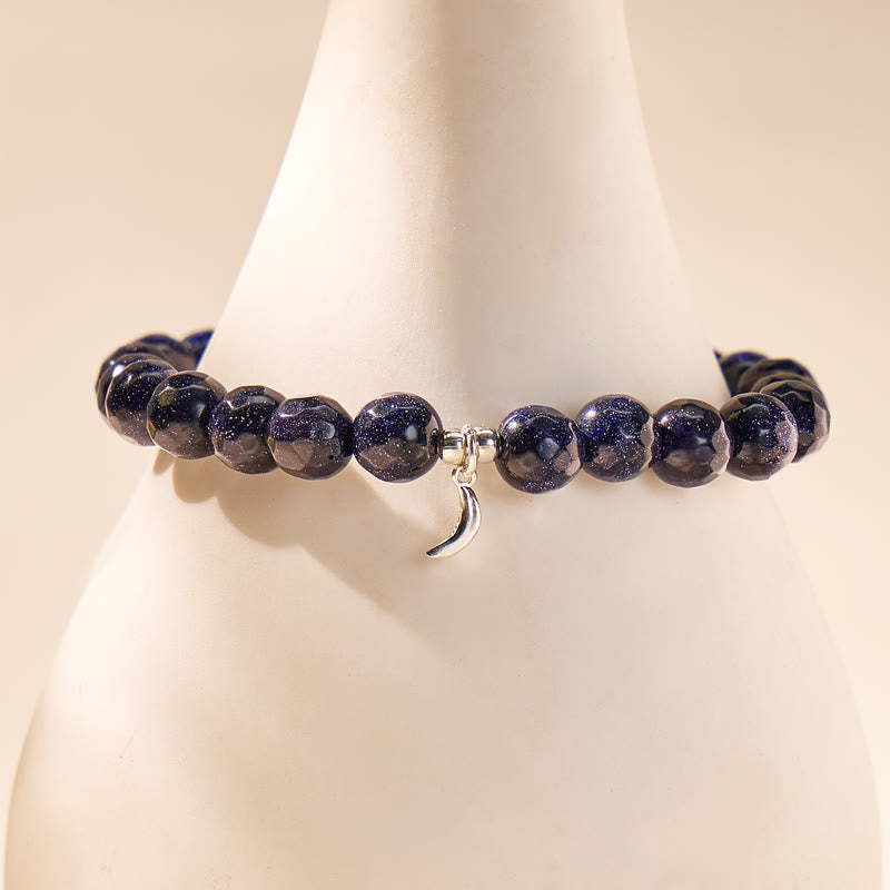 FuAttract Crescent Moon Blue Sandstone S999 Silver Bracelet – Focus & Calm Clarity - image 3