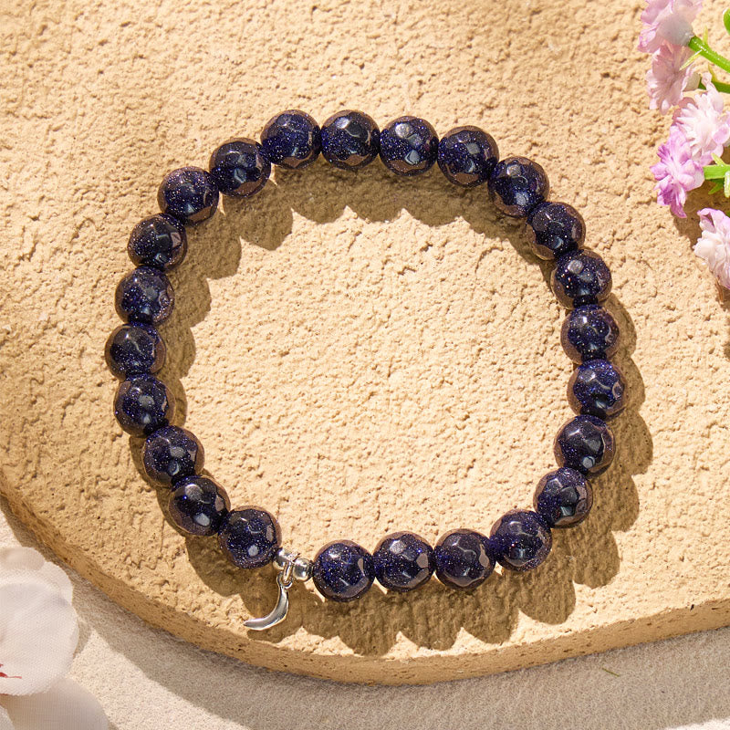 FuAttract Crescent Moon Blue Sandstone S999 Silver Bracelet – Focus & Calm Clarity - image 2