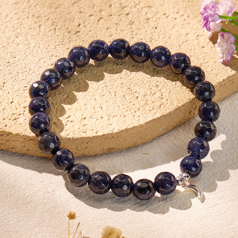 FuAttract Crescent Moon Blue Sandstone S999 Silver Bracelet – Focus & Calm Clarity - image 1