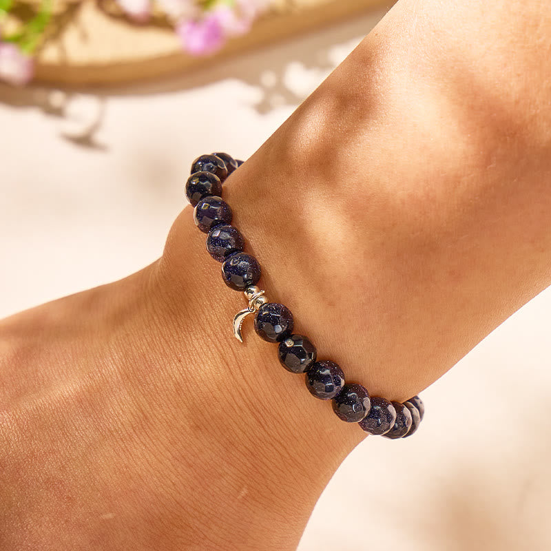 FuAttract Crescent Moon Blue Sandstone S999 Silver Bracelet – Focus & Calm Clarity - image 4