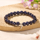 FuAttract Crescent Moon Blue Sandstone S999 Silver Bracelet – Focus & Calm Clarity - 8mm - image 0