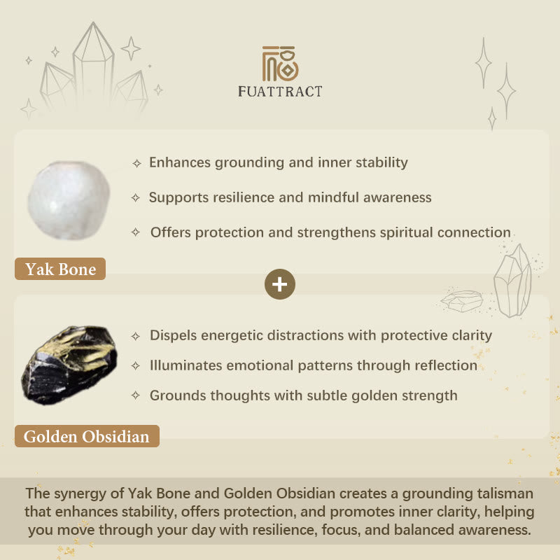 FuAttract Protection & Wealth Yak Bone Golden Obsidian Pixiu Energy Power Bracelet  - image 8