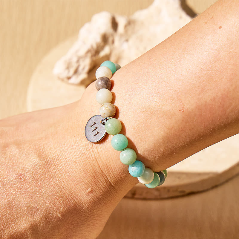 FuAttract Clarity Emotional Flow Angel Numbers Amazonite Stainless Steel Bracelet - image 3