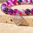 FuAttract Stability Calm Angel Numbers Purple Stripe Agate Stainless Steel Bracelet - image 5