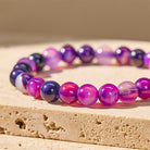 FuAttract Stability Calm Angel Numbers Purple Stripe Agate Stainless Steel Bracelet - image 6