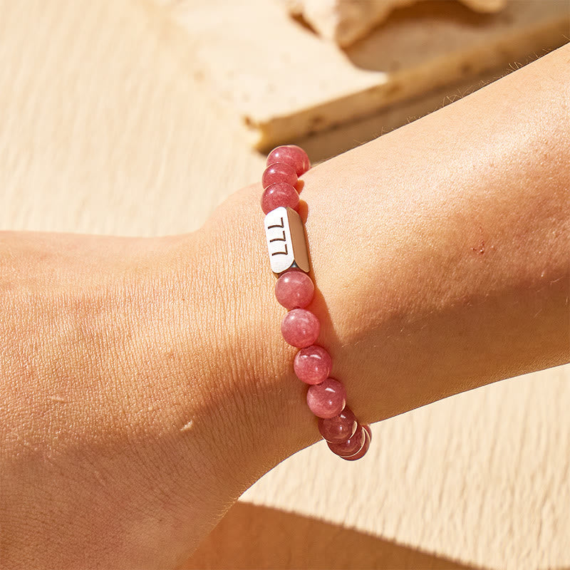 FuAttract Love Energy Balance Angel Numbers Strawberry Quartz Stainless Steel Bracelet  - image 3
