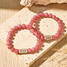 FuAttract Love Energy Balance Angel Numbers Strawberry Quartz Stainless Steel Bracelet  - image 6