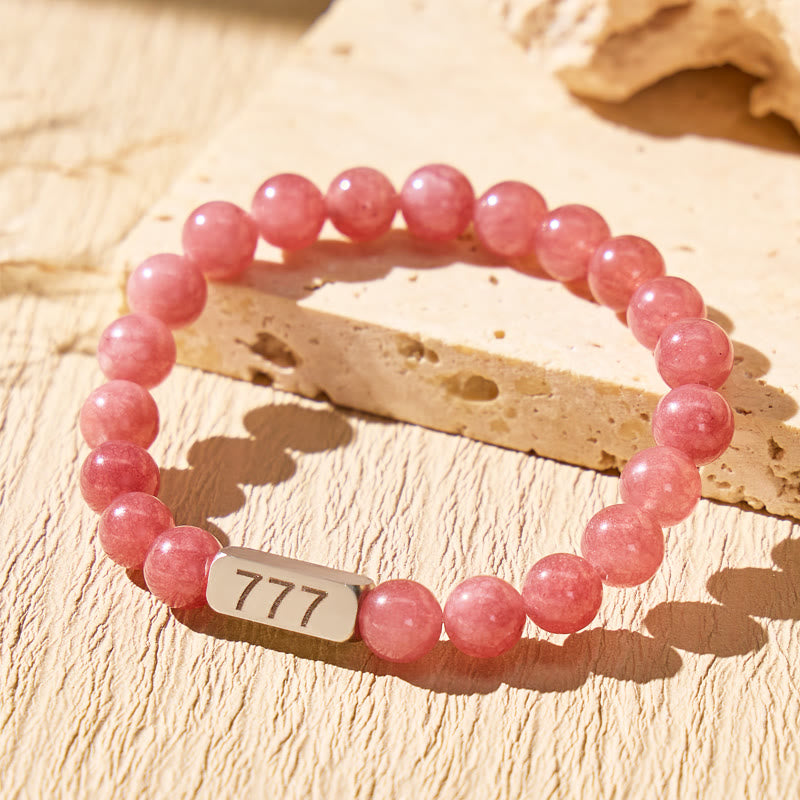 FuAttract Love Energy Balance Angel Numbers Strawberry Quartz Stainless Steel Bracelet  - image 2