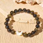 FuAttract Crescent Moon Golden Obsidian Bracelet – Clarity Protection Calm Energy  - 8mm - image 0