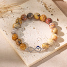 FuAttract Protection Joy Emotional Balance Evil Eye Crazy Lace Agate Bracelet - Silver - image 0