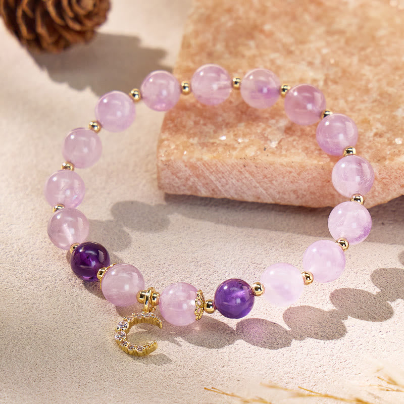 FuAttract Calm Stability Balance Crescent Moon Purple Jade Amethyst Bracelet - image 2