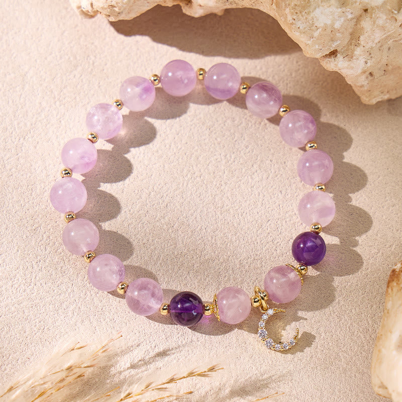 FuAttract Calm Stability Balance Crescent Moon Purple Jade Amethyst Bracelet - image 1