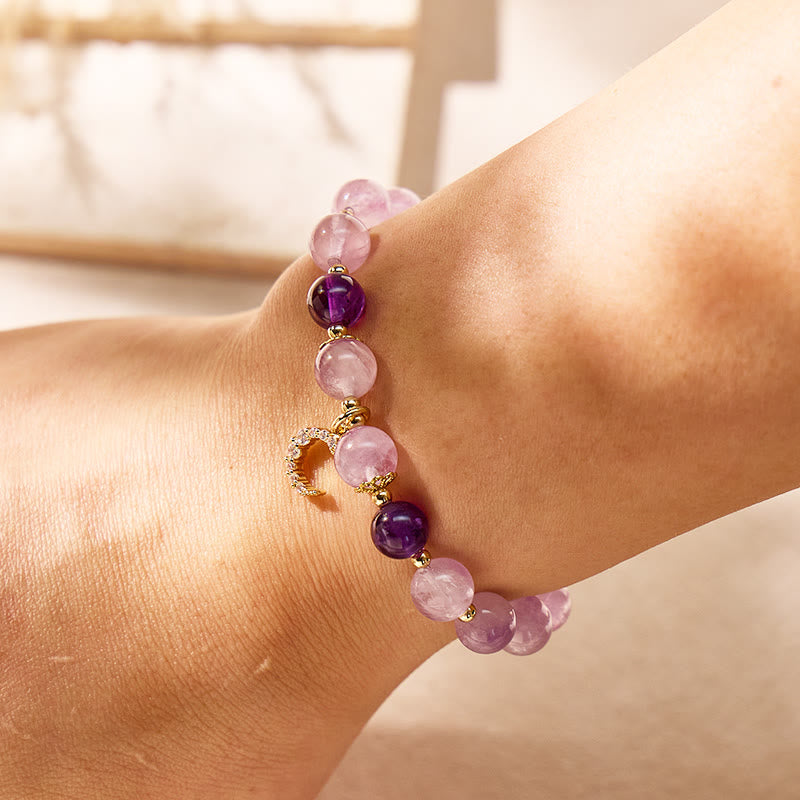 FuAttract Calm Stability Balance Crescent Moon Purple Jade Amethyst Bracelet - image 3