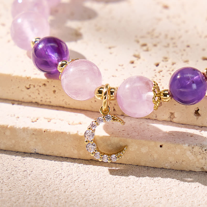 FuAttract Calm Stability Balance Crescent Moon Purple Jade Amethyst Bracelet - image 4