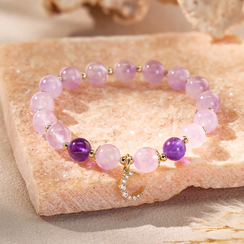 FuAttract Calm Stability Balance Crescent Moon Purple Jade Amethyst Bracelet - 16-17cm - image 0