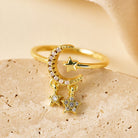FuAttract Calm Energy Vitality Crescent Moon Adjustable Ring - Crescent Moon - image 0
