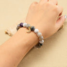 FuAttract Balance Clarity Crescent Moon Black Web Jasper White Turquoise Gray Striped Agate Bracelet - image 3