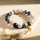 FuAttract Balance Clarity Crescent Moon Black Web Jasper White Turquoise Gray Striped Agate Bracelet - image 2