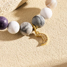 FuAttract Balance Clarity Crescent Moon Black Web Jasper White Turquoise Gray Striped Agate Bracelet - image 4