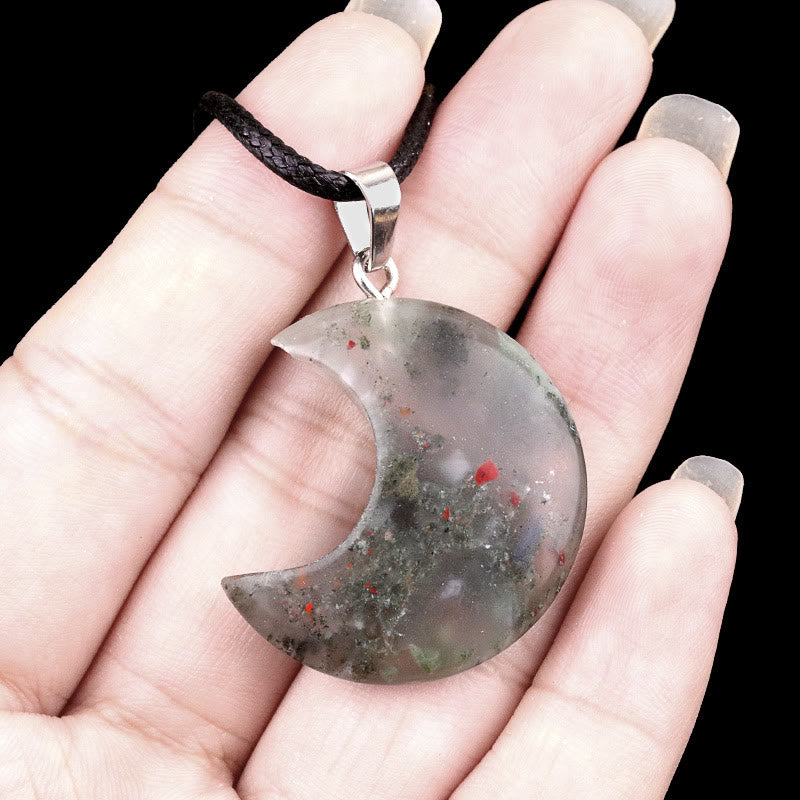 FuAttract Crescent Moon Multi-Stone Necklace – Calm Protection Balance & Emotional Healing - African Bloodstone - image 21