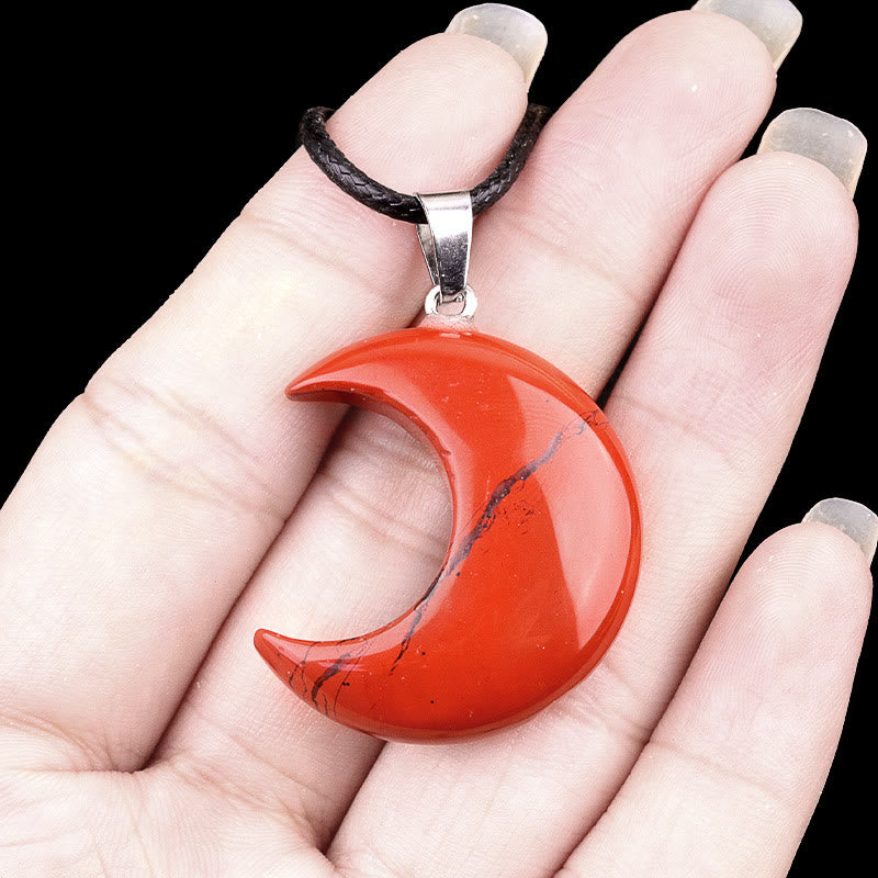 FuAttract Crescent Moon Multi-Stone Necklace – Calm Protection Balance & Emotional Healing - Red Jasper - image 13