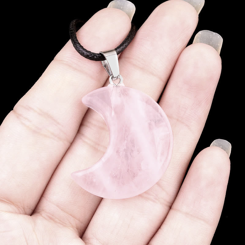FuAttract Crescent Moon Multi-Stone Necklace – Calm Protection Balance & Emotional Healing - Rose Quartz - image 26